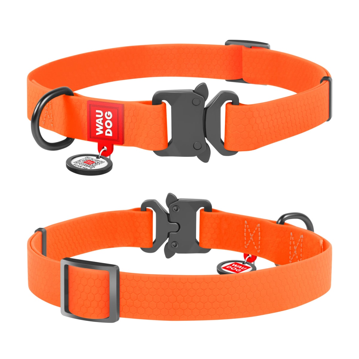 WAUDOG COLLAR WATERPROOF NARANJA - HEBILLA FASTEX METAL - PLACA QR1