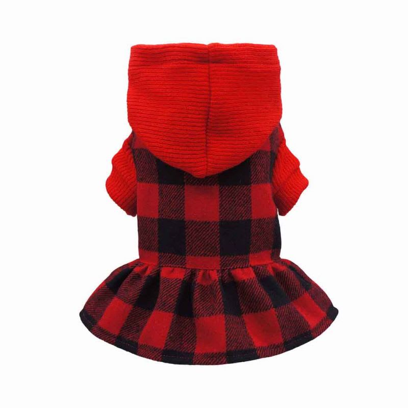 FITWARM VESTIDO CON CAPUCHA A CUADROS ROJO1