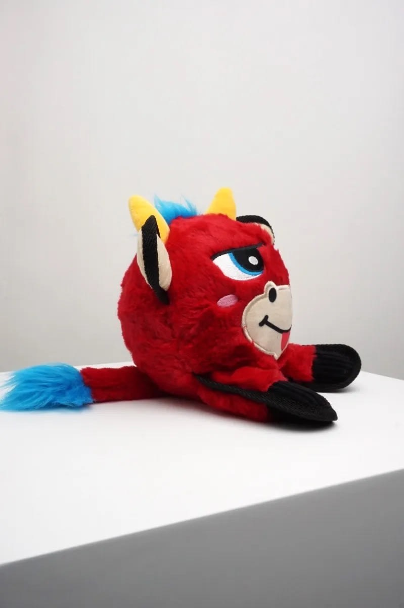 GIGWI JUMBALL PLUSH TORO ROJO - Pelota con cobertura de peluche con texturas2