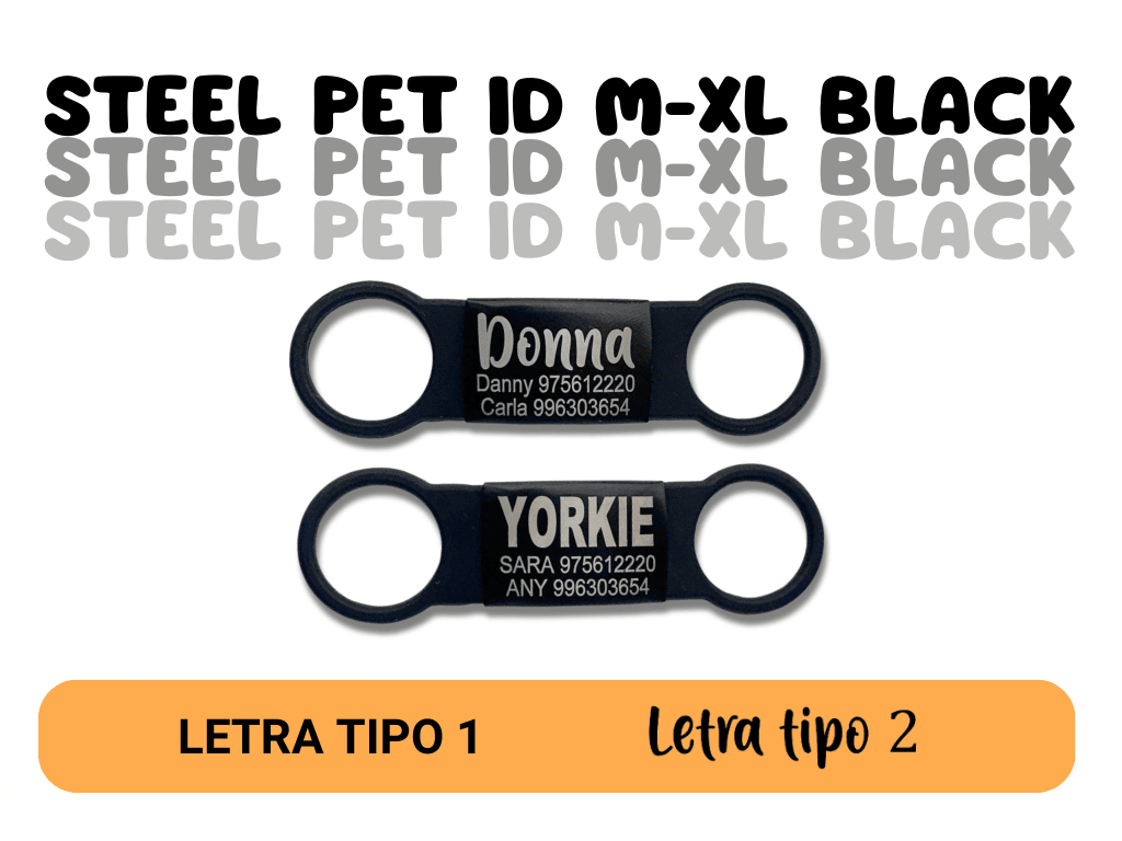 STEEL PET ID - PLACA DE IDENTIFICACION M-XL FULL BLACK1