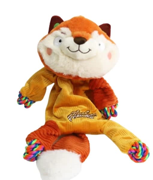 MEDIUM PLUSH FRIENDZ ZORRO NARANJA GIGWI - JUGUETE JALADOR CON SOGA INTERIOR + CHIRRIADOR2