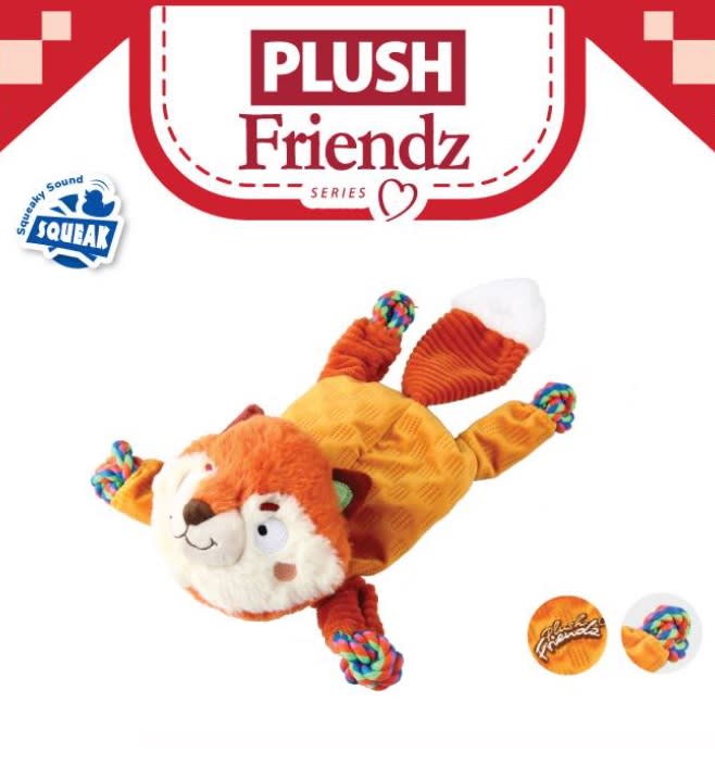 MEDIUM PLUSH FRIENDZ ZORRO NARANJA GIGWI - JUGUETE JALADOR CON SOGA INTERIOR + CHIRRIADOR3