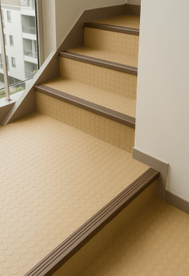 PISO GOMA PALMETA ESTOPEROL BEIGE 0.50 X 0.50 MT.1