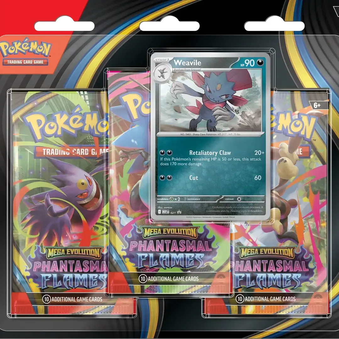 Pokemon TCG - Mega Evolution Phantasmal Flames - 3 Pack Blister - Español2