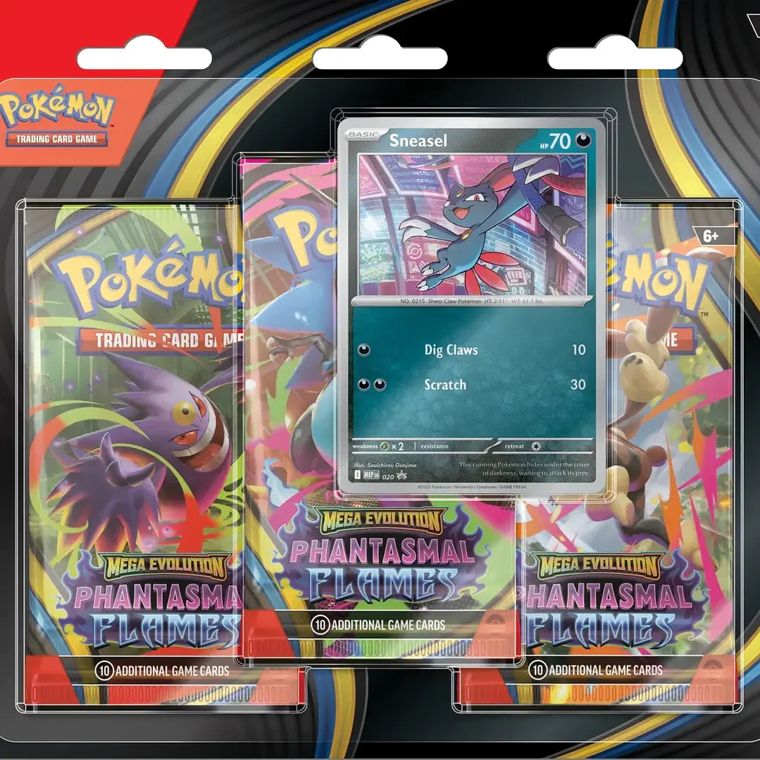 Pokemon TCG - Mega Evolution Phantasmal Flames - 3 Pack Blister - Español1