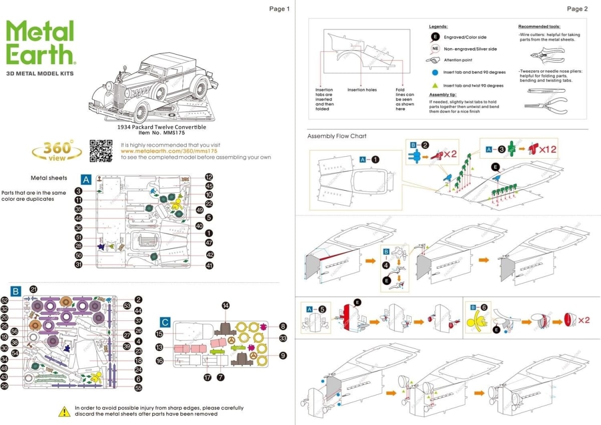 1934 Packard twelve convertible - Puzzle 3D Metal3