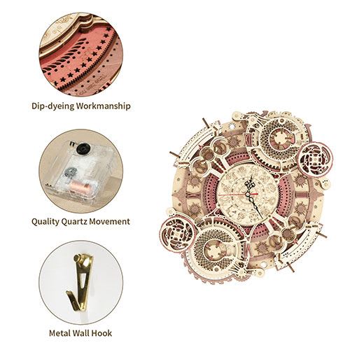 Reloj Mural Zodíaco - Puzzle 3D Madera3