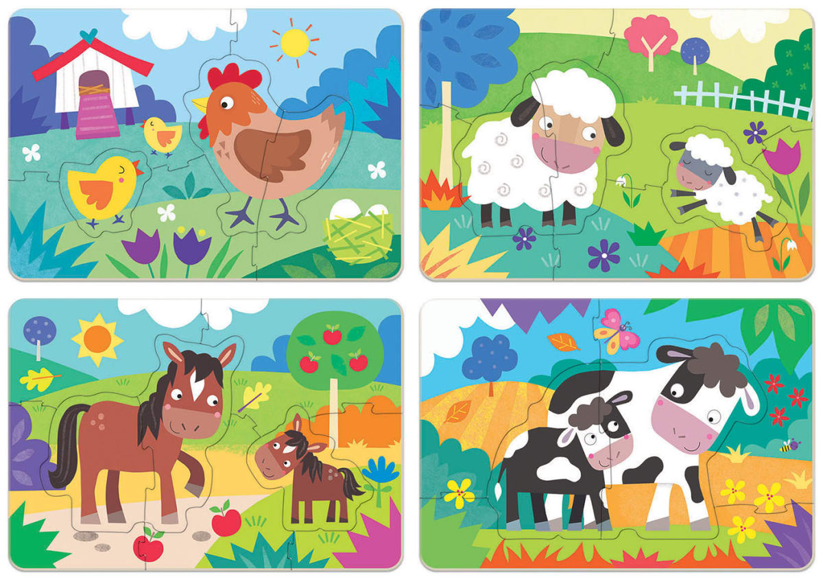 Educa: Mamás y bebes de granja Puzzle progresivo 4 en 12