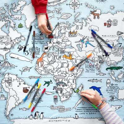 Mantel para colorear: Mapa del mundo1