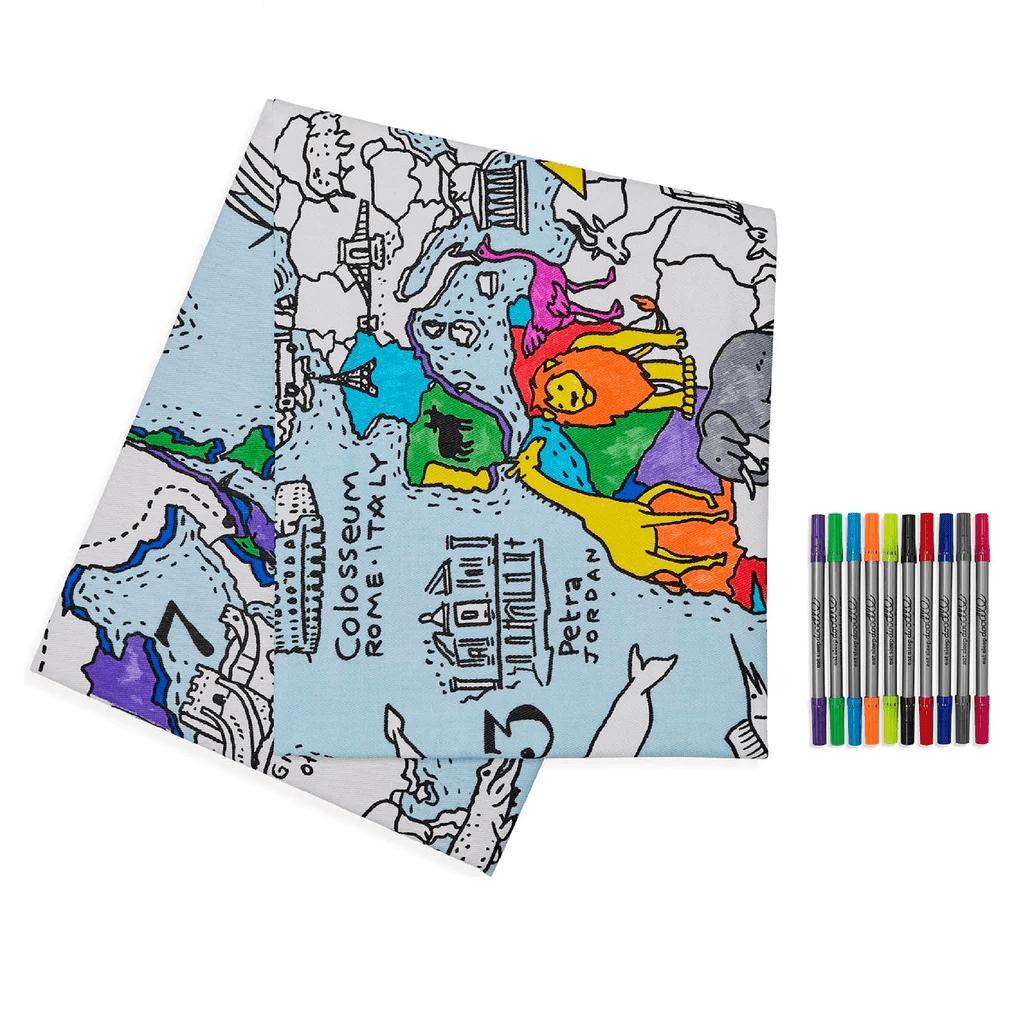 Mantel para colorear: Mapa del mundo3
