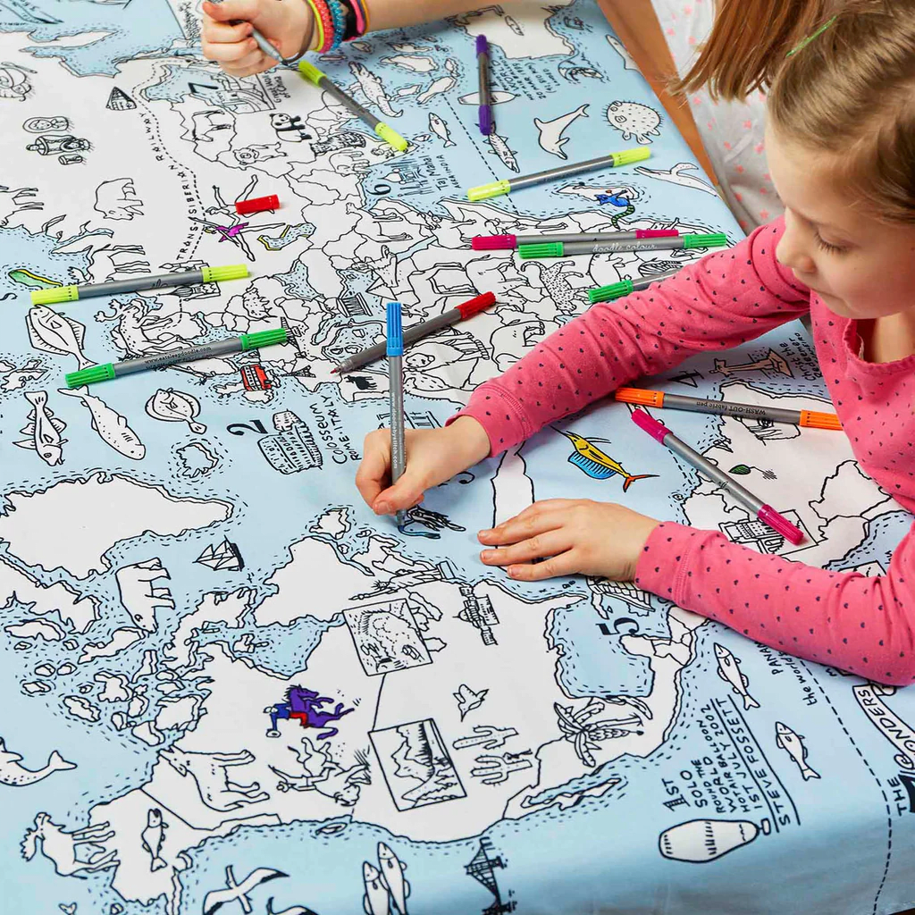 Mantel para colorear: Mapa del mundo4