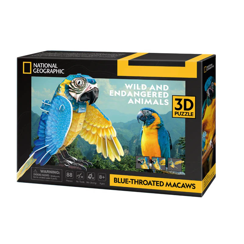 Guacamayo Garganta azul puzzle 3D Cubicfun Natgeo1