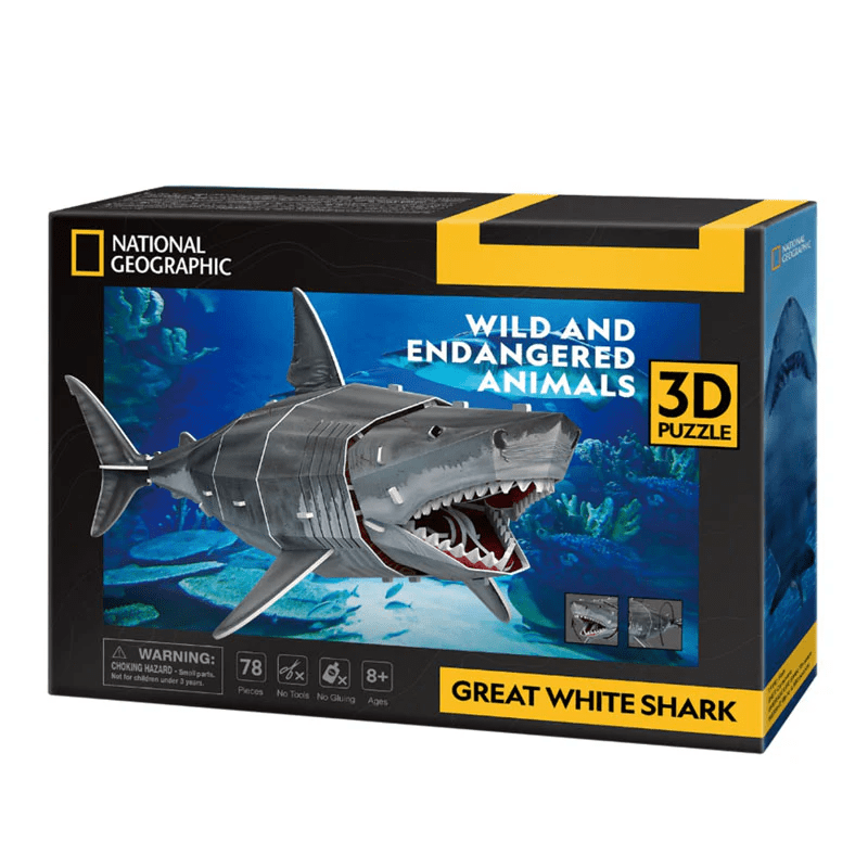 Gran tiburón blanco puzzle 3D Cubicfun Natgeo2