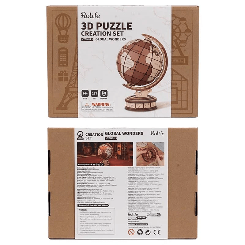 Globo Terráqueo Global Wonders Armable Mecánico Robotime1