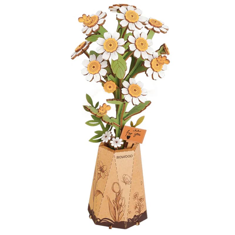 Flor de madera Chamomile - Puzzle 3D Madera (101 pcs)1