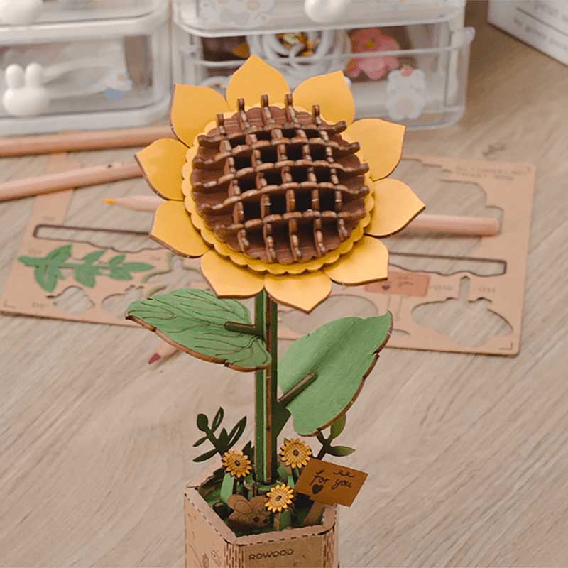 Girasol Flor de Madera Sunflower - Puzzle 3D Madera (86 pcs)3