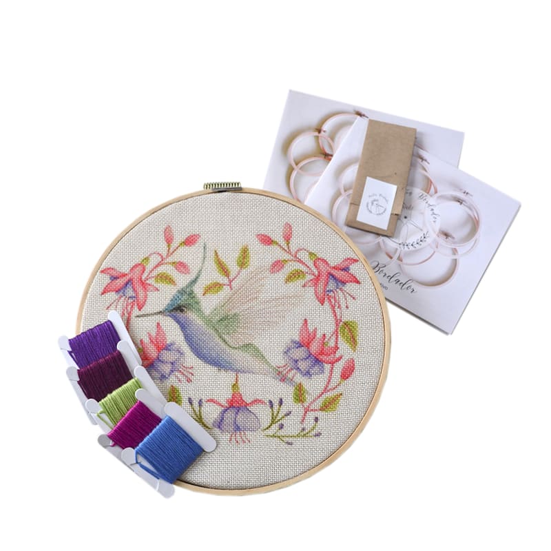 Mini Kit para bordar Colibrí Copete Verde