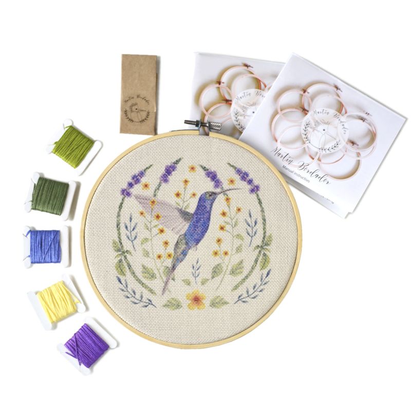 Mini Kit para bordar Colibri Morado