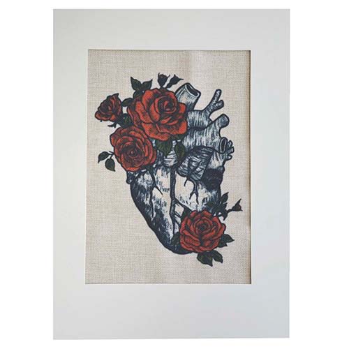 Lienzo para bordar Corazón Flor