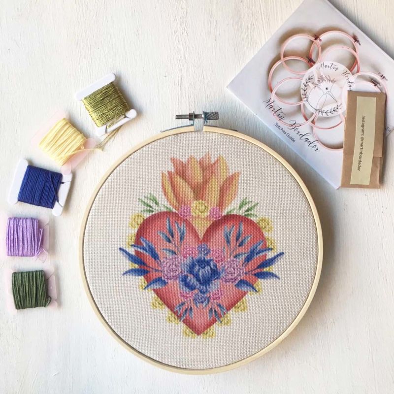 Mini Kit para bordar Corazón Mexicano