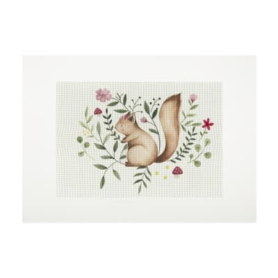 Lienzo para bordar Ardilla con Flores1