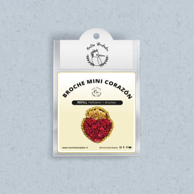 Refill broche mini corazón pedrería