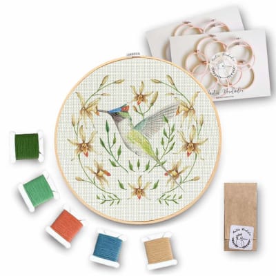 Mini Kit para bordar Colibri Cornudito1