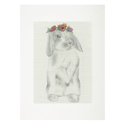 Lienzo para bordar Coneja Parada Corona Flores1