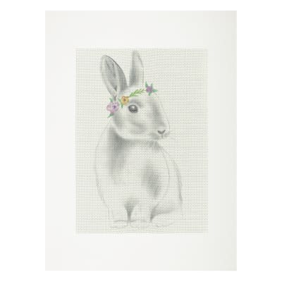 Lienzo para bordar Coneja Sentada con Flores1