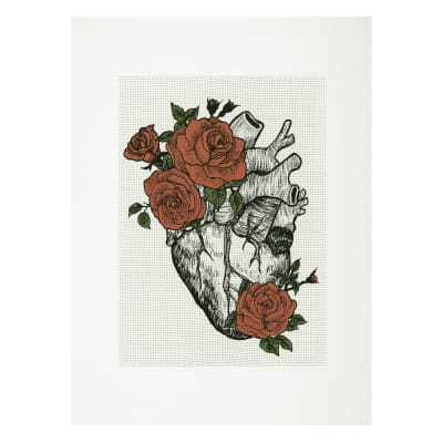 Lienzo para bordar Corazón Flor1