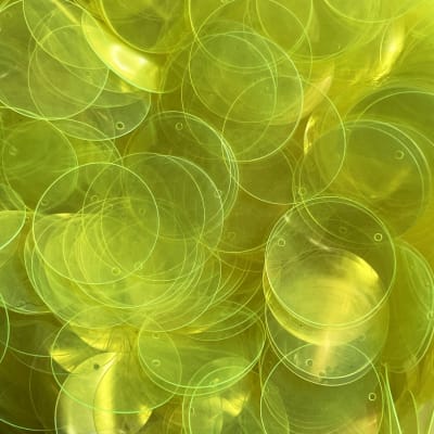 Lentejuela 17mm transparente Amarillo fluor