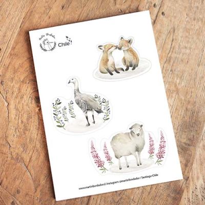 Set Stickers Caiquén- Oveja- Zorritos