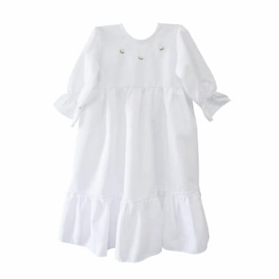 Vestido blanco bautizo flor bordada