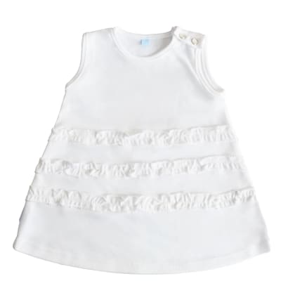 Vestido blanco tres vuelos sin mangas