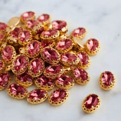 Cristal Ovalado Fucsia  8x10 mm