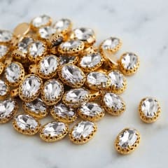 Cristal Ovalado Plata  8x10mm