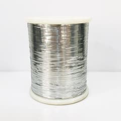 Carrete antiguo cinta nylon plata