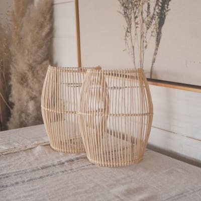 Aplique de pared de mimbre natural