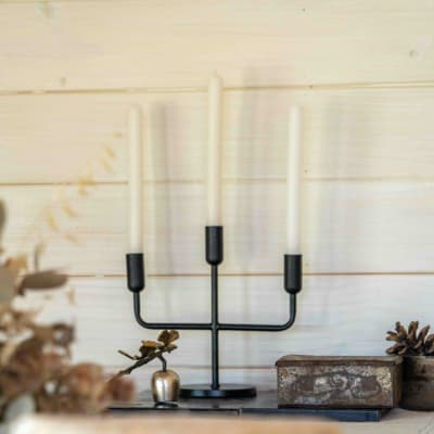 Candelabro negro de 3 brazos