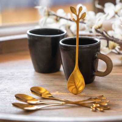 Set 4 cucharas doradas hoja