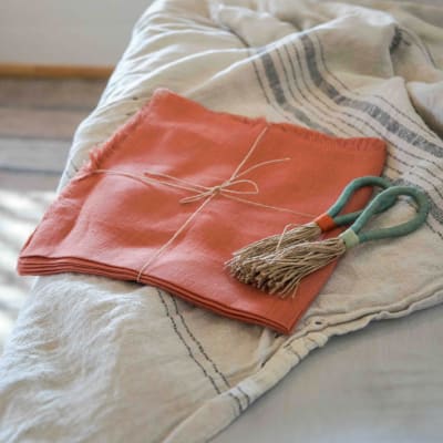 Set 4 servilletas de lino salmón