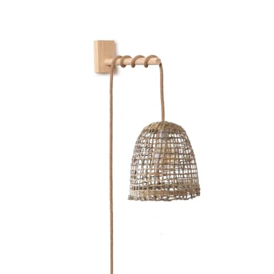 Lámpara Aplique de Manila punto Ralo Talla S + Soporte de Pino Natural