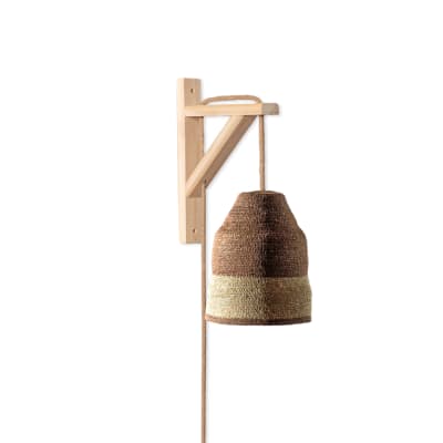 Lámpara Aplique Bicolor de Fibra Natural + Escuadra