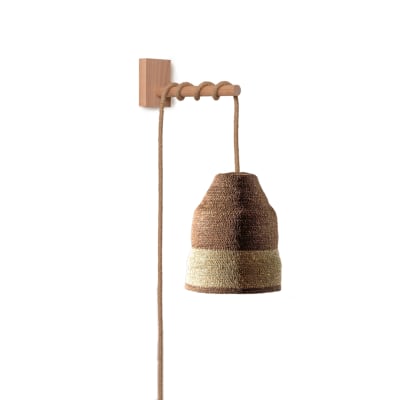 Lámpara Aplique Bicolor de Fibra Natural + Soporte de Raulí