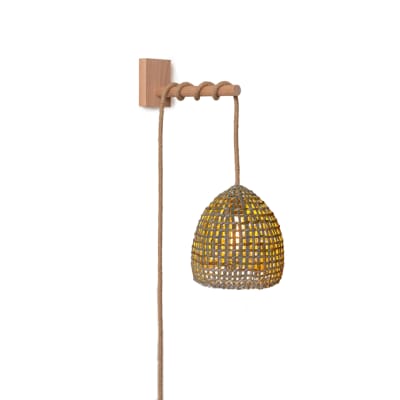 Lámpara Aplique Pajarera de Junquillo de Manila Talla S + Soporte de Raulí