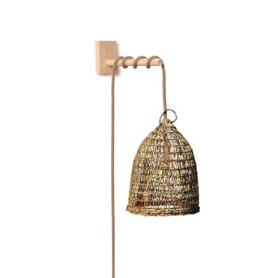 Lámpara aplique de Manila Punto Chía Talla M + Soporte de Pino Natural