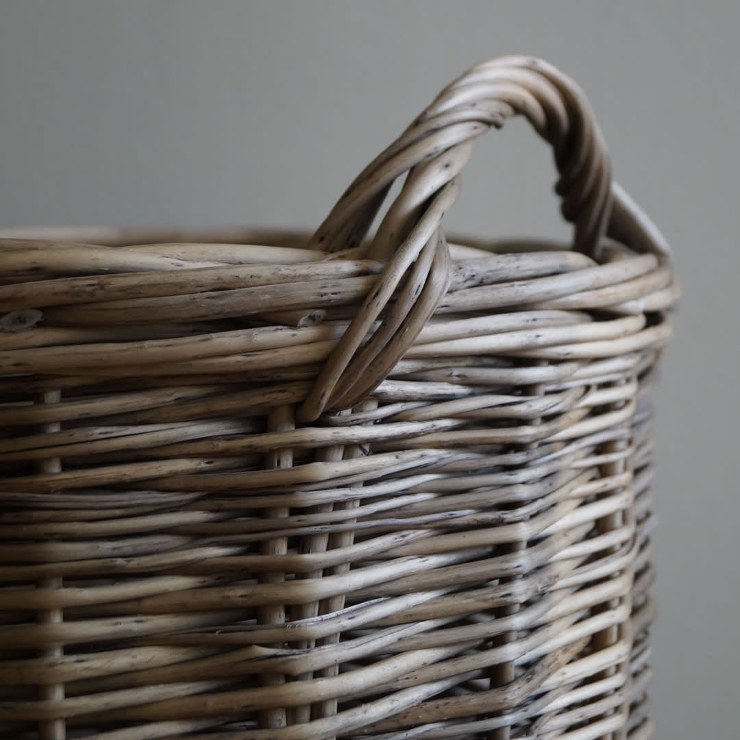 Canasto de mimbre gris tejido rústico L1