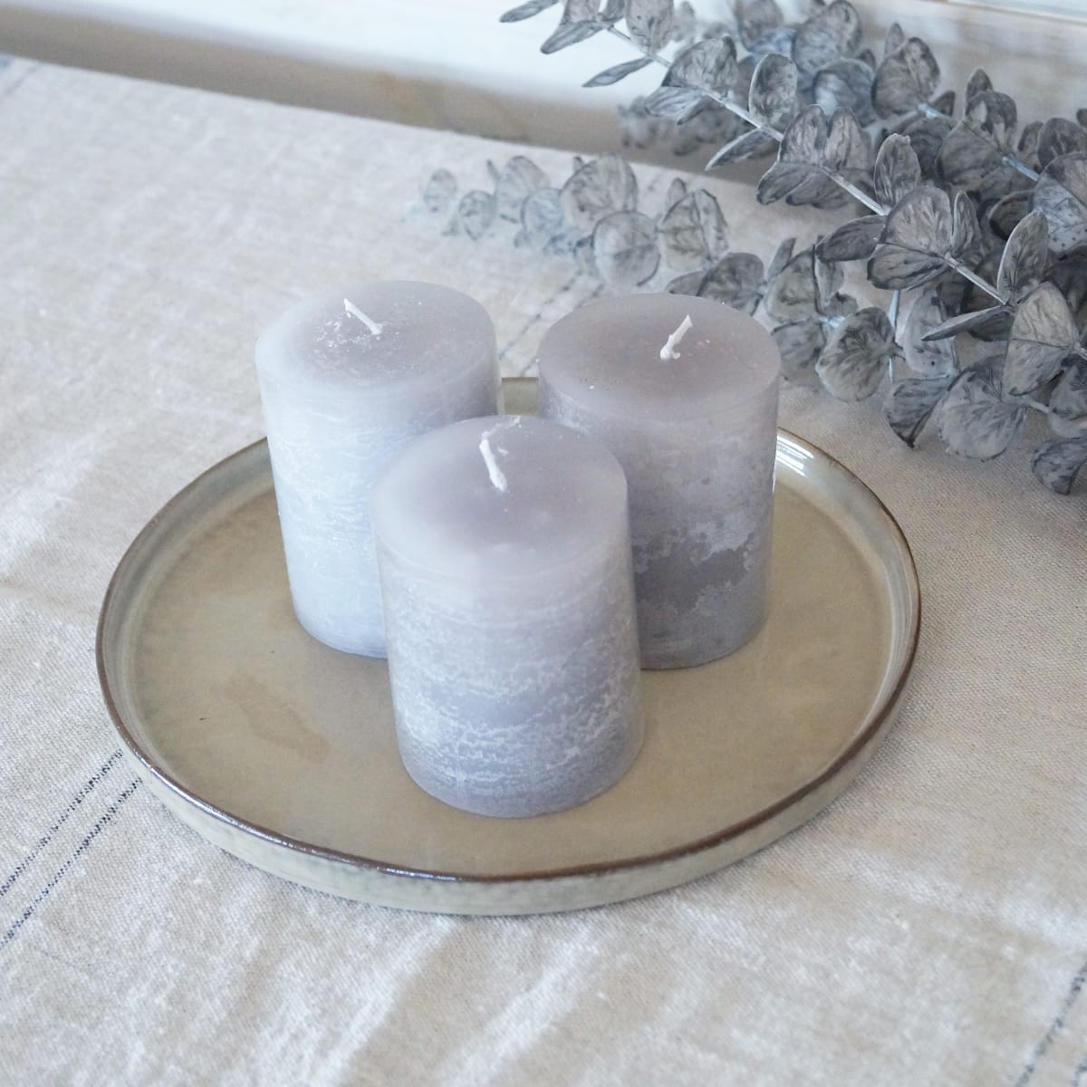 Pack 3 velas + Bandejita de cerámica1