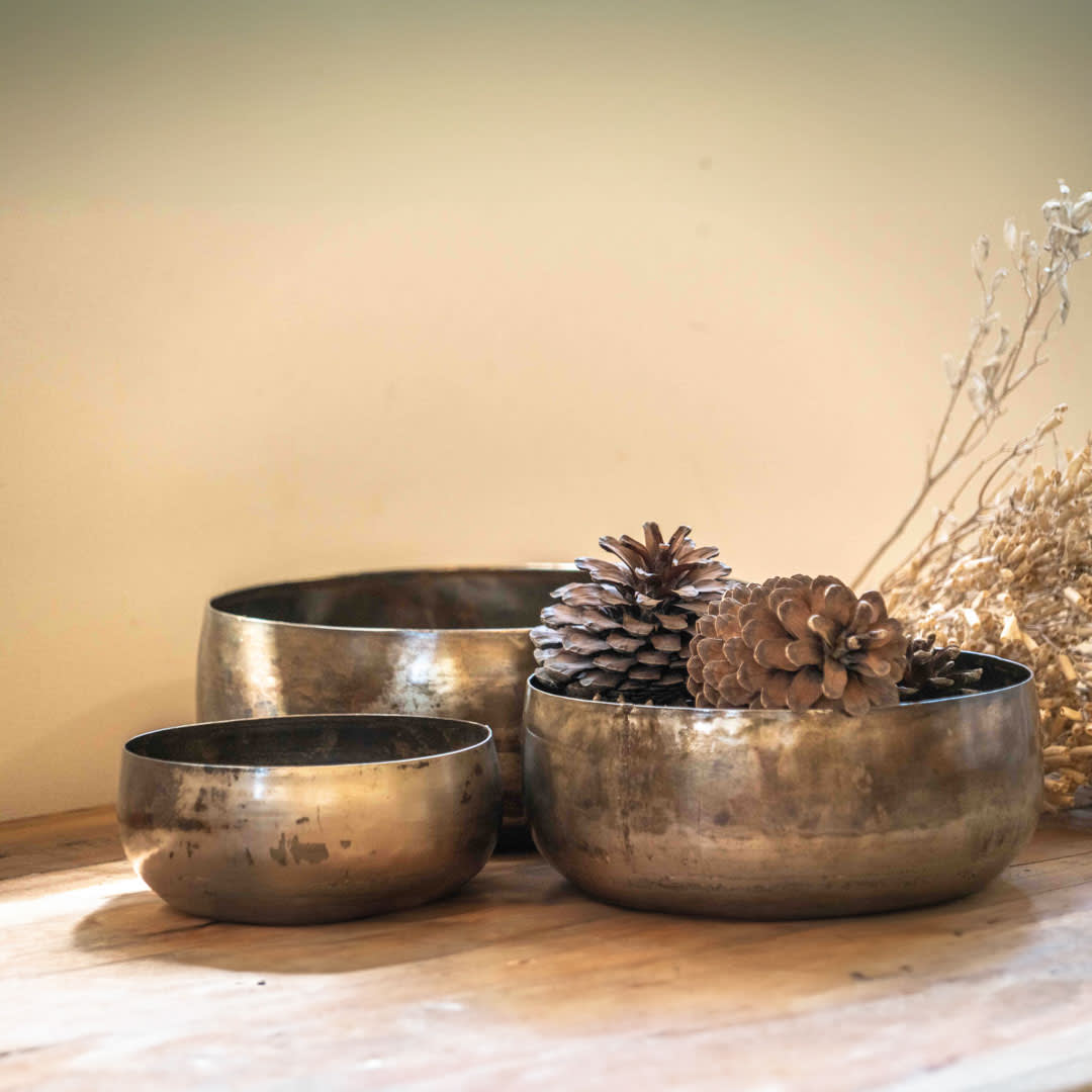 Bowl decorativo de metal envejecido1