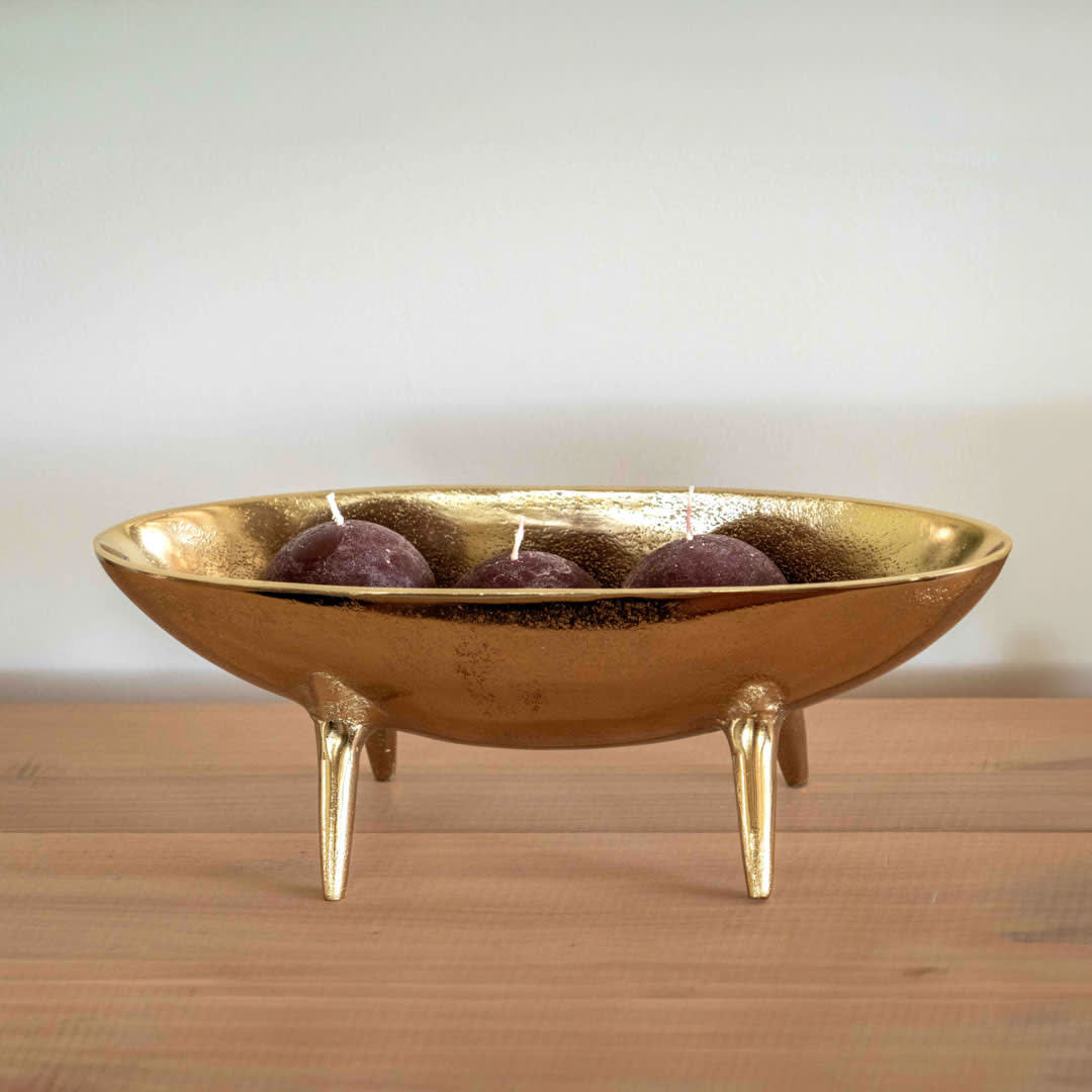 Centro de mesa canoa dorado M1